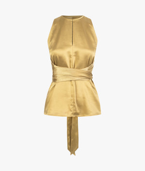 Mikelle self tie halter cami in tan