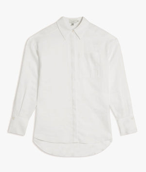 Dorahh longline linen shirt in white
