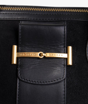 Edala suede equestrian tote in black