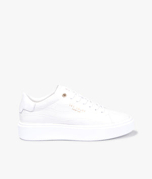 Artimi croc embossed platform trainer in white