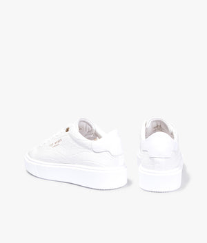 Artimi croc embossed platform trainer in white