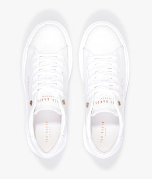 Artimi croc embossed platform trainer in white