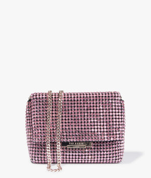 Gliters crystal mini cross body in pale pink