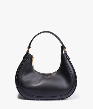 Kaelyin mini studded baguette bag in black