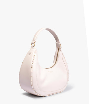 Kaelyin mini studded baguette bag in nude