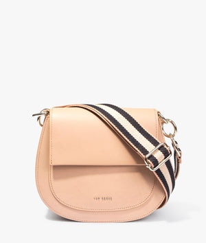 Darcell branded webbing crossbody in taupe
