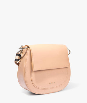 Darcell branded webbing crossbody in taupe