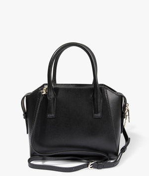 Baelini bow detail small tote in black by Ted Baker. EQVVS WOMEN Back Angle Shot.