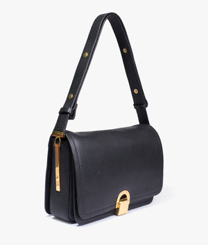 Imielly lock detail baguette shoulder bag in black