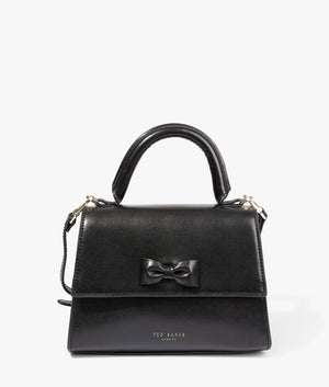 Baelli mini top handle bag in black by Ted Baker. EQVVS WOMEN Front Angle Shot.