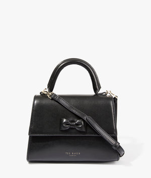 Baelli mini top handle bag in black by Ted Baker. EQVVS WOMEN Front Angle Shot.