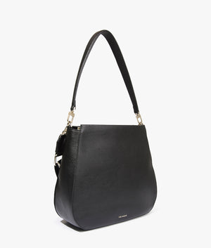 Darciel branded webbing hobo bag in black by Ted Baker. EQVVS WOMEN Side Angle Shot.