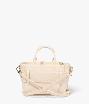 Jimsie mini knot bow bag in ivory by Ted Baker. EQVVS WOMEN Back Angle Shot.