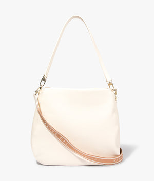 Darciel branded webbing hobo bag in ivory by Ted Baker. EQVVS WOMEN Front Angle Shot.