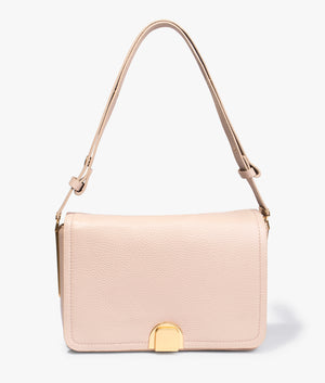 Imielly lock detail baguette shoulder bag in taupe