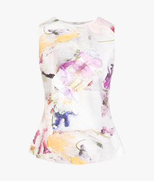 Aimley stitch detail printed racer top in white