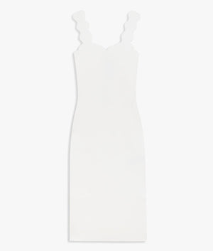 Sharmay scallop detail bodycon dress in ivory
