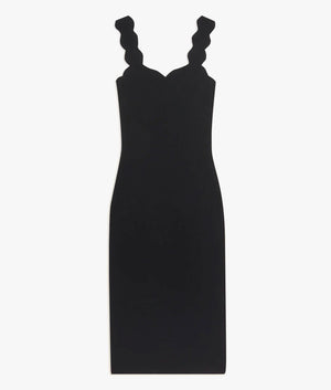 Sharmay scallop detail bodycon dress in black