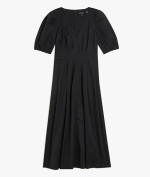 Ledra puff sleeve midi dress in black