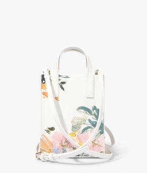 Meaidon painted meadow nano bag in cream by Ted Baker. EQVVS WOMEN Back Angle Shot.