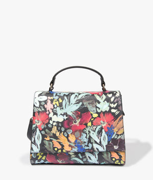 Betikon meadow top handle tote in black by Ted Baker. EQVVS WOMEN Front Angle Shot.
