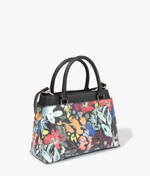 Beaticn meadow mini top handle tote in black by Ted Baker. EQVVS WOMEN Side Angle Shot.