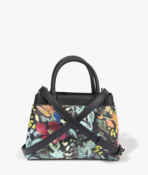 Beaticn meadow mini top handle tote in black by Ted Baker. EQVVS WOMEN Back Angle Shot.
