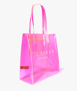 Sheicon transparent large shopper in bright pink