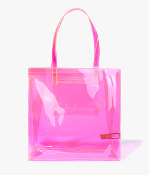 Sheicon transparent large shopper in bright pink