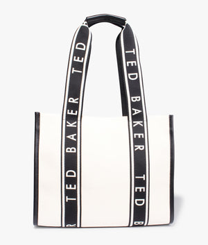Georjia branded webbing canvas tote in white