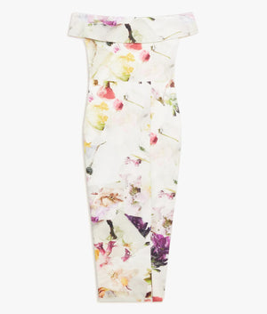 Merreen scuba printed fitted dress in white