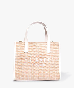 Paolina small raffia tote in ecru