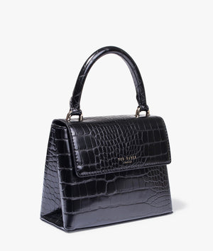 Aynaya croc effect small top handle tote