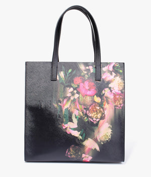 Saliine printed floral large shopper in black
