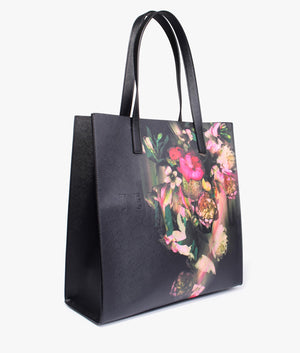 Saliine printed floral large shopper in black