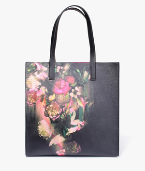 Saliine printed floral large shopper in black