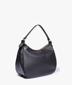 Esiah webbing leather hobo bag in black