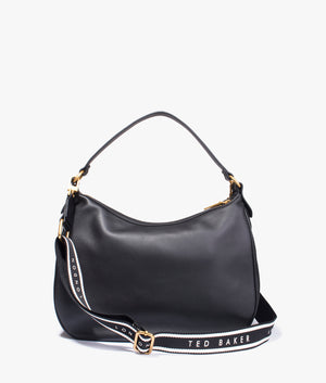 Esiah webbing leather hobo bag in black