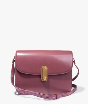 Kkayli polished leather shoulder bag in deep purple