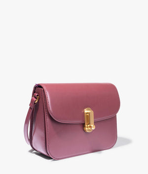 Kkayli polished leather shoulder bag in deep purple