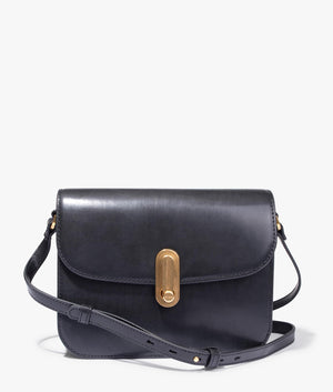 Kkayli polished leather shoulder bag in black