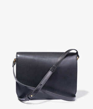 Kkayli polished leather shoulder bag in black