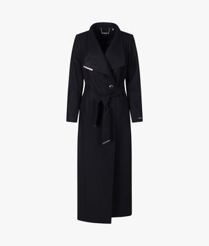 Rosemax maxi belted wrap coat in black