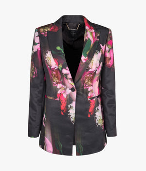 Okuni prited single breasted blazer in black