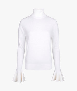 Tamsenn roll neck fluted sleeve jumper in ivory