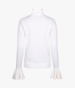 Tamsenn roll neck fluted sleeve jumper in ivory