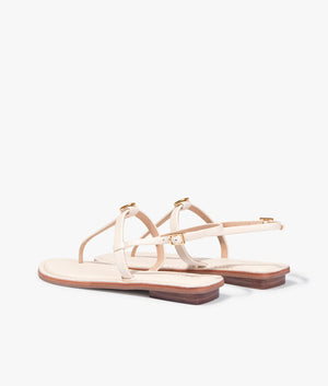 Harpurr flat t-strap sandal with signature coin in ecru
