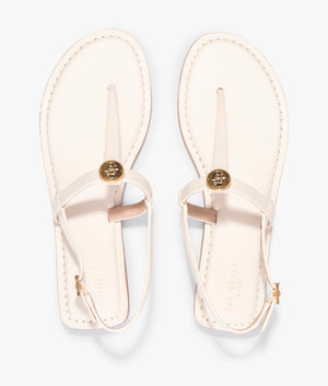 Harpurr flat t-strap sandal with signature coin in ecru