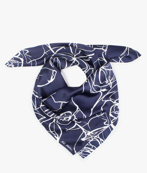 Dennise linear rose silk square scarf in navy