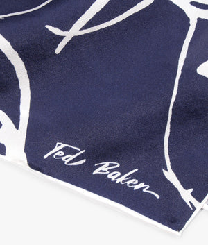 Dennise linear rose silk square scarf in navy